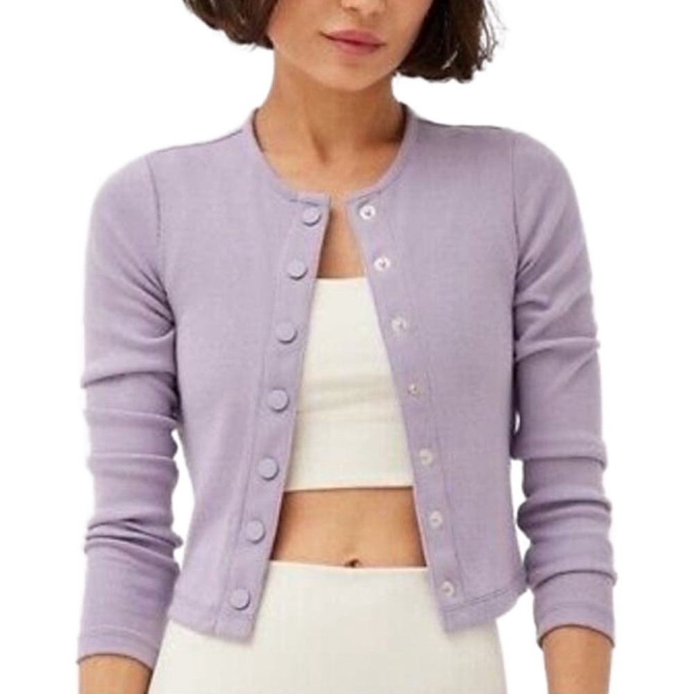 *NWT* Outdoor Voices OV CozyRib Cropped Cardigan Earl Grey Lavender Purple XS